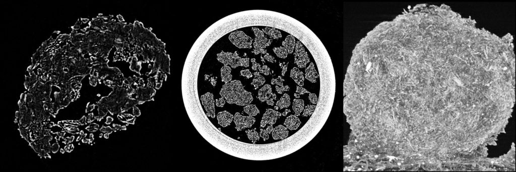 CT scans of granules showing their inner structure