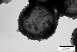 TEM image of composite silica/iron oxide nano-particle